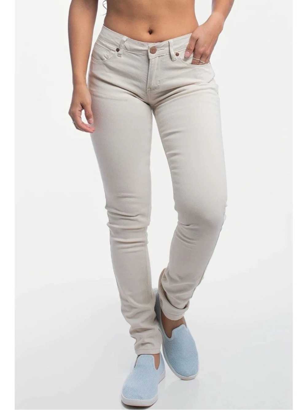 BARBELL APPAREL $149 Athletic Fit Flexible Denim Chino in Bone Skinny Jeans 28